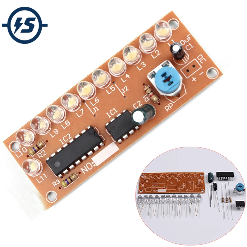 

2pcs/lot NE555+CD4017 White LED Marquee Light DIY Kit Running Flow LED Electronic Suite Electronic DIY Kit