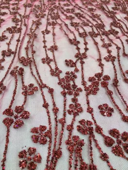 

high quality PWD81910 french tulle lace fabric tense flower African net lace glitter fabric for woman wedding dress