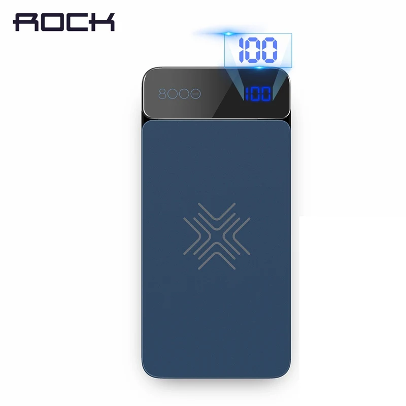 

ROCK Wireless Charging External Battery PowerBank 8000mah LCD Wireless Charger Power Bank For iPhone X Xr Xs Max