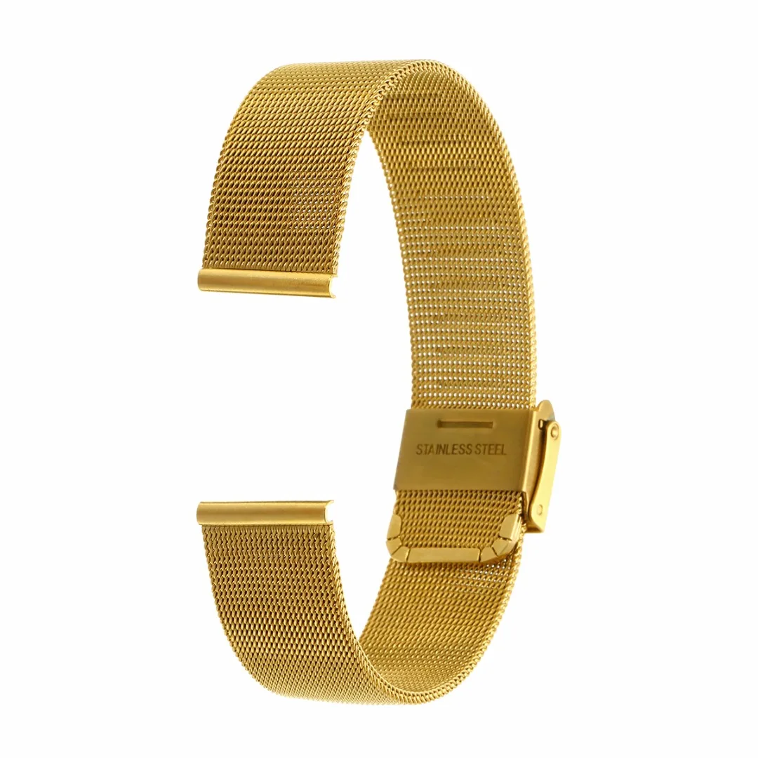 Shellhard 4 Colors Stainless Steel Mesh Wristband Band Buckle Luxury Mesh Watch Strap 12mm-22mm For Replacement WatchBand