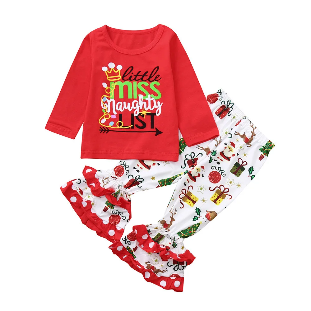 Одежда для маленьких мальчиков и девочек; модная одежда с длинными рукавами и принтом в виде букв; рождественские комплекты для девочек; одежда для детей; комплекты для девочек - Цвет: Белый