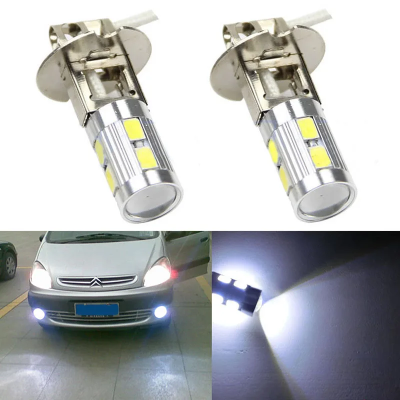 2pcs H3 5630 10SMD LED 4W Car Driving Fog Light Tail Turn Lamp Bulb White