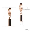 Lokaer Fashion White & Black Shell Hoop Earrings For Women Rose Gold Color Titanium Steel Female Earrings Jewelry E170440300R ► Photo 3/6