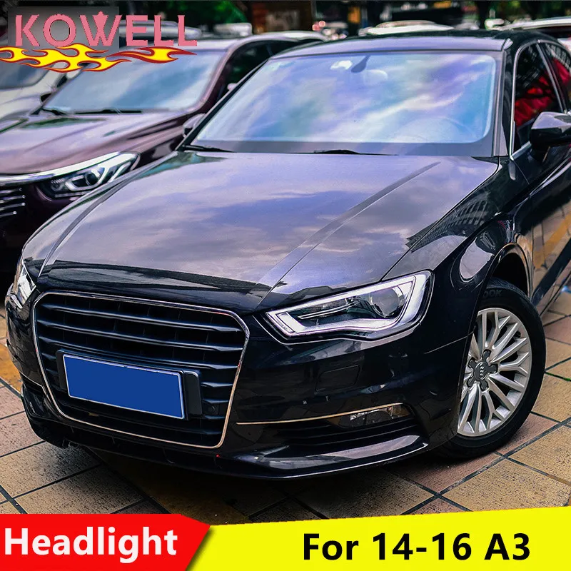 KOWELL Автомобиль Стайлинг для AUDI A3 фары- для A3 налобный фонарь led DRL спереди bi-ксеноновая линзы двойной луч HID комплект