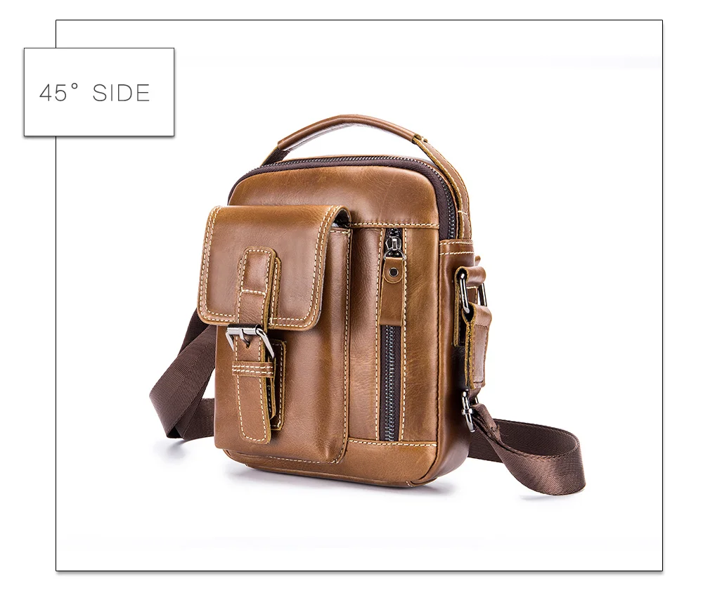 LAOSHIZI LUOSEN многофункциональная сумка на плечо из натуральной кожи с карманом, мужские сумки-мессенджеры, сумка через плечо 91307