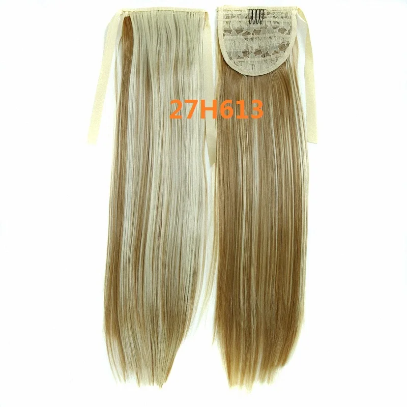 Fake ponytail extension real hair ponytail straight black brown blond synthetic hair piece heat resistant fiber  22inch 100g