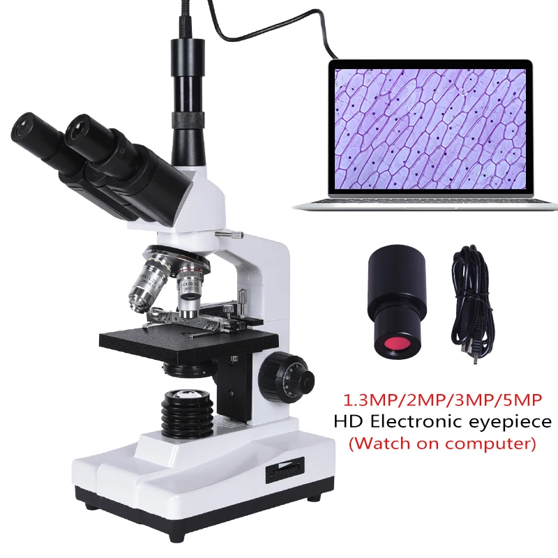  Professional Lab biological HD trinocular microscope zoom 1600X eyepiece electronic 7-inch LCD led 