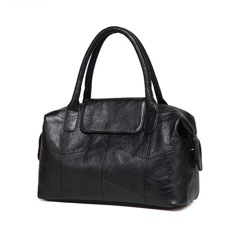 

Top Grade Women Genuine Leather Boston Bag Europe Style Simple Handbag Fashion Trend Shoulder Bag Office Lady Tote Handbag