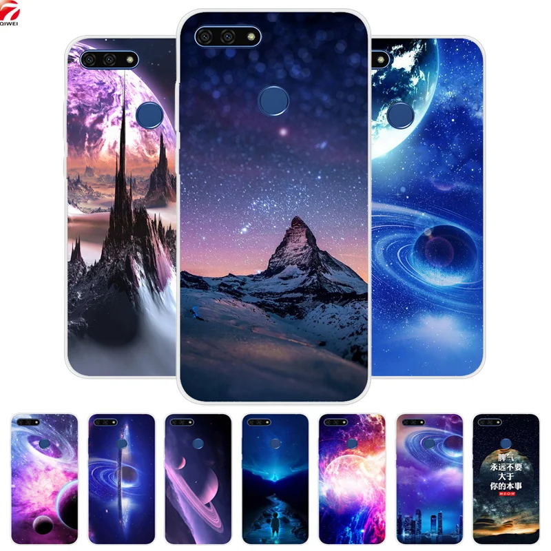 

For Huawei Honor 7A Pro Case 5.7'' Fashion Space Soft Silicone TPU Back Cover For Huawei Y6 Prime 2018 Phone Cases Capas AUM-L29