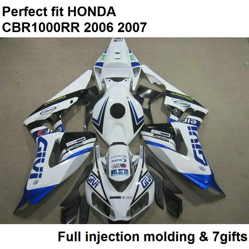 

Aftermarket body parts for Honda fairings CBR1000RR 06 07 white motorcycle fairing kit CBR 1000RR 2006 2007 MQ37