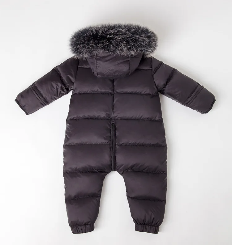 NewBorn Baby Winter Rompers Overalls 90% White Duck Down Natural Fur Collar Soft Kids Outwear Coat For Boys Girls 0-4 Y Snowsuit