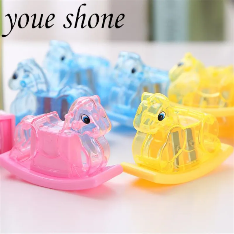 

1PCS Cute Cartoon Style Double Hole pencil Sharpener Plastic Trojan Student Stationery Supply