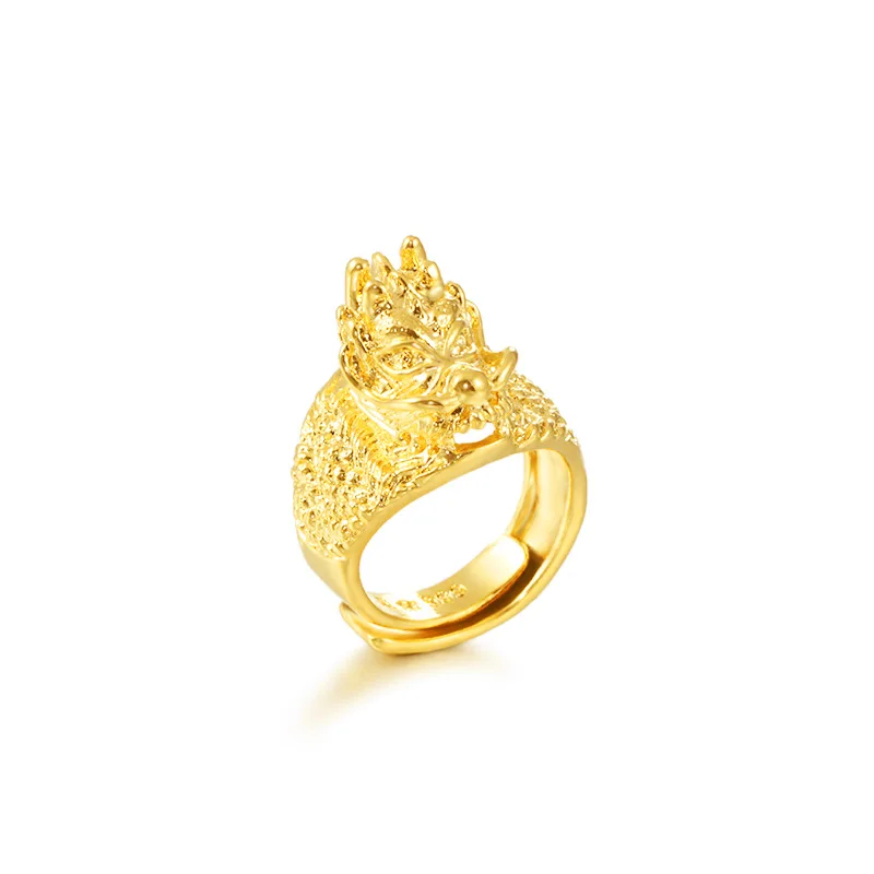 2019 Популярные Вьетнам 24 к аллювиальные золотые мужские кольца держать цвет голова дракона большие Регулируемые кольца ювелирные изделия