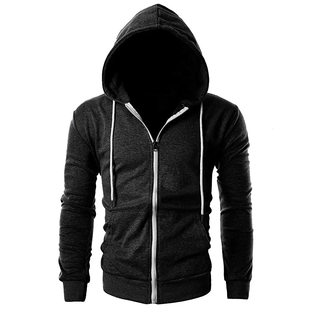 Feitong мужская повседневная приталенная хлопковая куртка с длинным рукавом пальто мужской на зиму и осень толстовка на молнии с карманом верхняя одежда chaqueta hombre - Цвет: Dark Gray