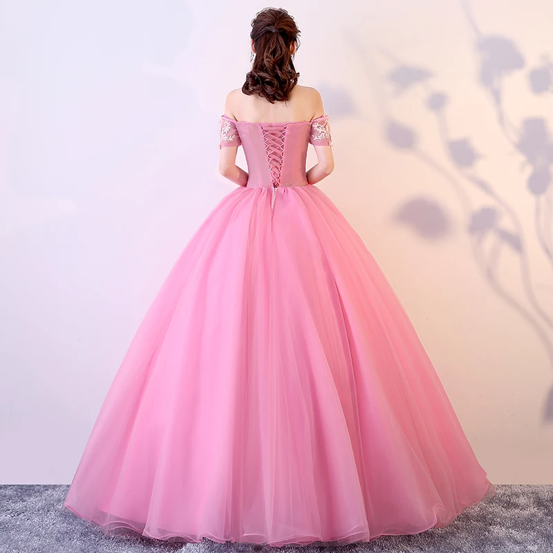 Quinceanera Dress Princess Boat Neck Short Sleeves Appliques Sweet 16 Custo Ball Gown
