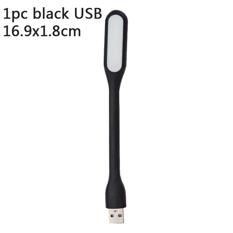 Urijk гибкий USB светодиодный светильник портативный супер яркий USB светодиодный фонарь для внешнего аккумулятора компьютера ПК ноутбука настольного компьютера красочные - Цвет: black USB