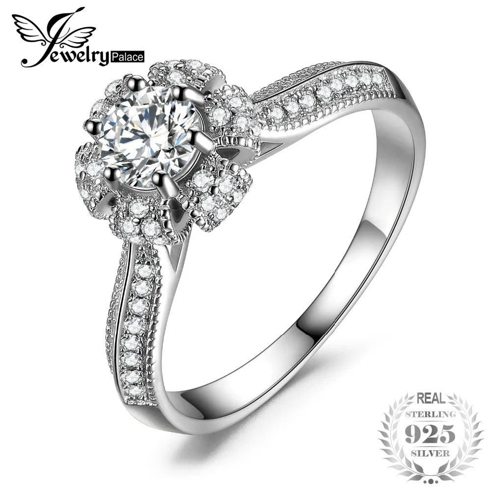 

JewelryPalace Blossom Heart Cubic Zirconia Created Pink Sapphire Wedding Engagement Ring 925 Sterling Silver 2018 New