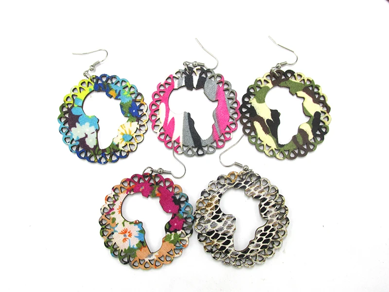 

5pairs/lot 2019 Newest Fabric Africa Map Earrings