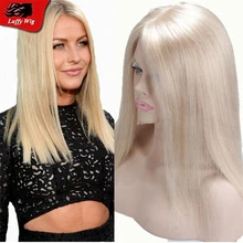 Fashion Style Glueless Straight Lace Front Wig Middle Part Blonde Human Hair Full Lace Wig Silky Straight With Bleached Knots