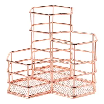 

Nordic Style Makeup Storage Box Hexagon Case Brush Pen Pencil Holder Desk Organizer Iron Storage Container