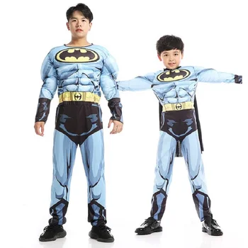 

Kids Adults Bat Man Muscle Jumpsuits Mask Avengers Batman Halloween Bodysuit Cosplay Costume Child Boys Superhero party clothing