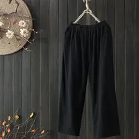 Женские повседневные свободные простые хлопковые брюки с эластичной резинкой на талии в стиле ретро