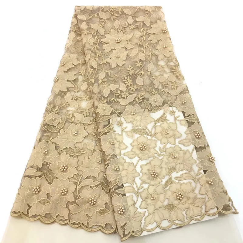 

New Nigerian Embroidery Web Thin Lace Fabric, African High Quality Lace Fabric with Fine Beaded Fabric