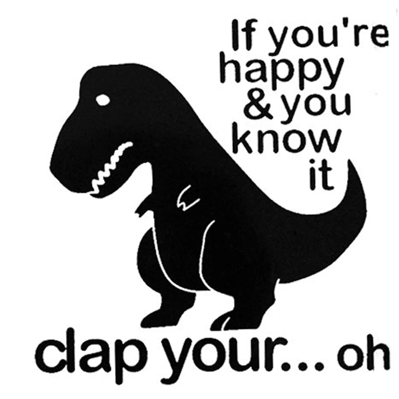 

Dinosaur If You're Happy Funny Decal Vinyl Sticker Cars Trucks Vans Walls Laptop Rear Window Car Sticker