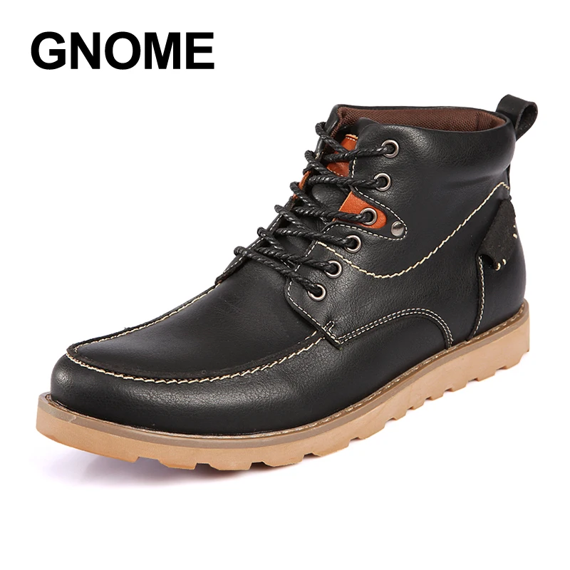 Gnome Blue Mode Conseillé dark Moto Hommes Dentelle De light Brown Pour Black Brown Chaussures dark Bottes 2017 Travail Marting up Boot En Cuir OrxOAw