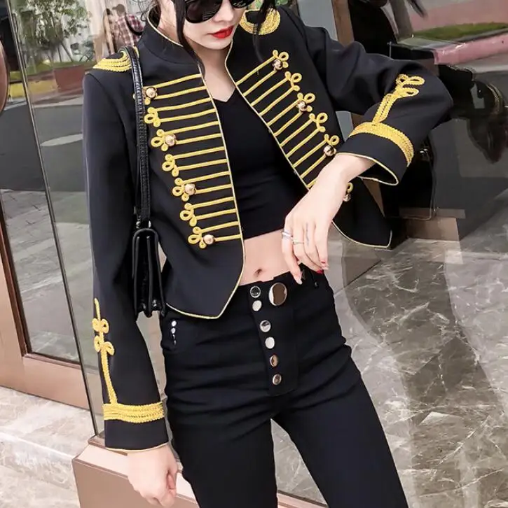 Vintage Retro Short Blazer Women Empire Clothes European Design Runway Luxury Brand Designer 2020 Autumn Winter Lady Jacket Coat