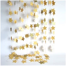 Guirnaldas de estrellas de papel para colgar en la pared, 2m de largo, cadena de cumpleaños, telón de fondo para fiestas de boda, hecho a mano, decoración del hogar para habitación de niños