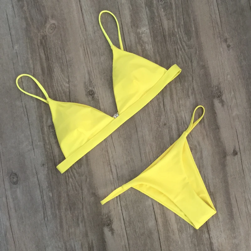 

women bikini set sexy brazilian bikini solid swimwear micro bikini low waist string thong bikini bathing suit beach wear XL