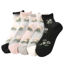 Горячая Распродажа, новинка, Весенняя Роза, цветы, прозрачные, крутые короткие носки, женские, mujer, Нескользящие, японские, тонкие, милые, милые, сетчатые, Bas