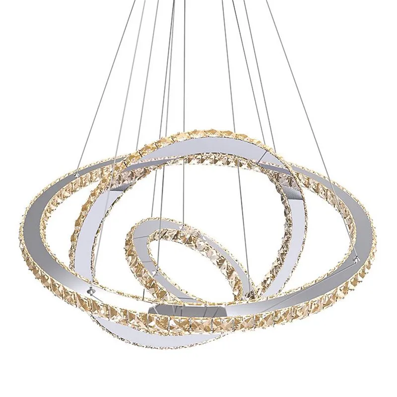 

Modern Rings K9 Crystal Led Pendant Lights lamp Circle Stainless Steel Lustres For Dinning Room Kitchen Hanging Lamp Luminaire