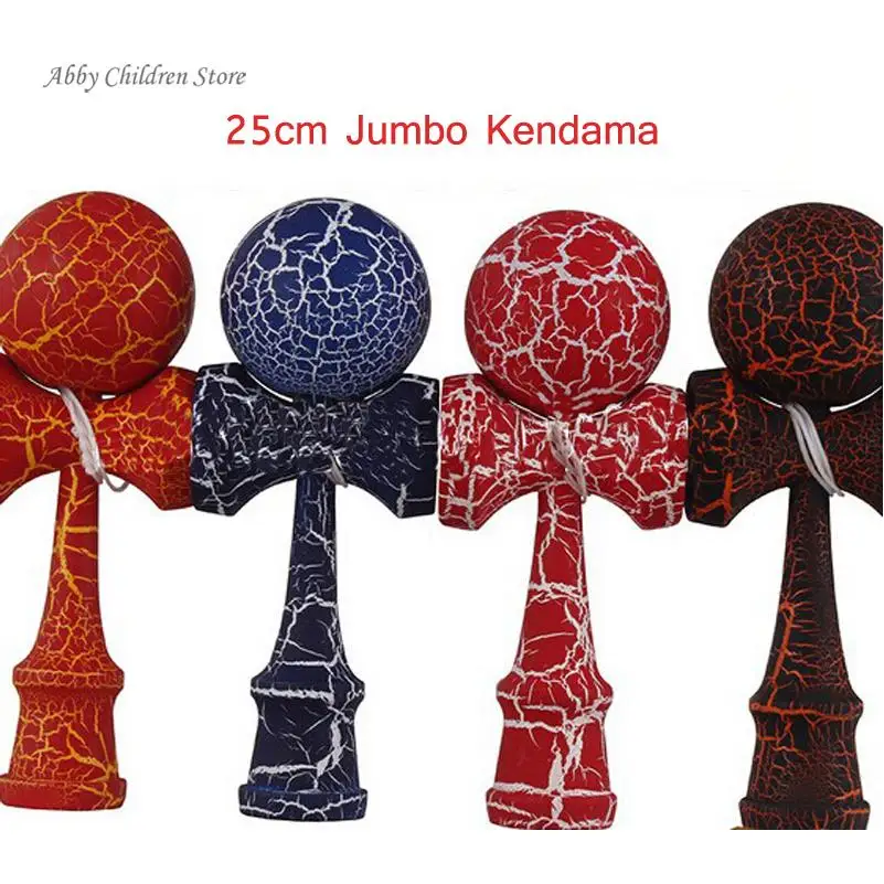 Abbyfrank 25 см полный трещины Jumbo Профессиональный Kendama деревянная игрушка Большой
