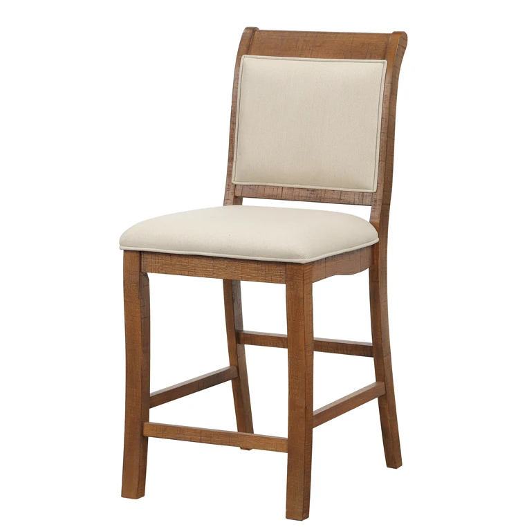 Birch Wood High Chair, Brown & Cream, Set of 2