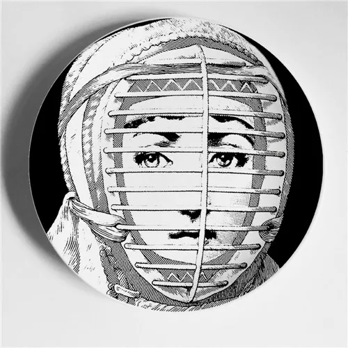 Винтажные фарфоровые декоративные тарелки Fornasetti, настенная тарелка для подвешивания, коллекционная тарелка для тарелок, настольный Настенный декор, лучшие подарки - Цвет: Синий