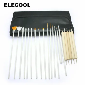

ELECOOL 20pcs/lot Nail Art Brush Pens UV Gel Nail Polish Painting Drawing Brushes set Manicure Carving Brush Tools Kit For Nail