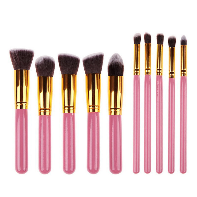 Arrive 10 pcs Synthetic Kabuki Makeup Brush Set Cosmetics Foundation blending blush makeup tool
