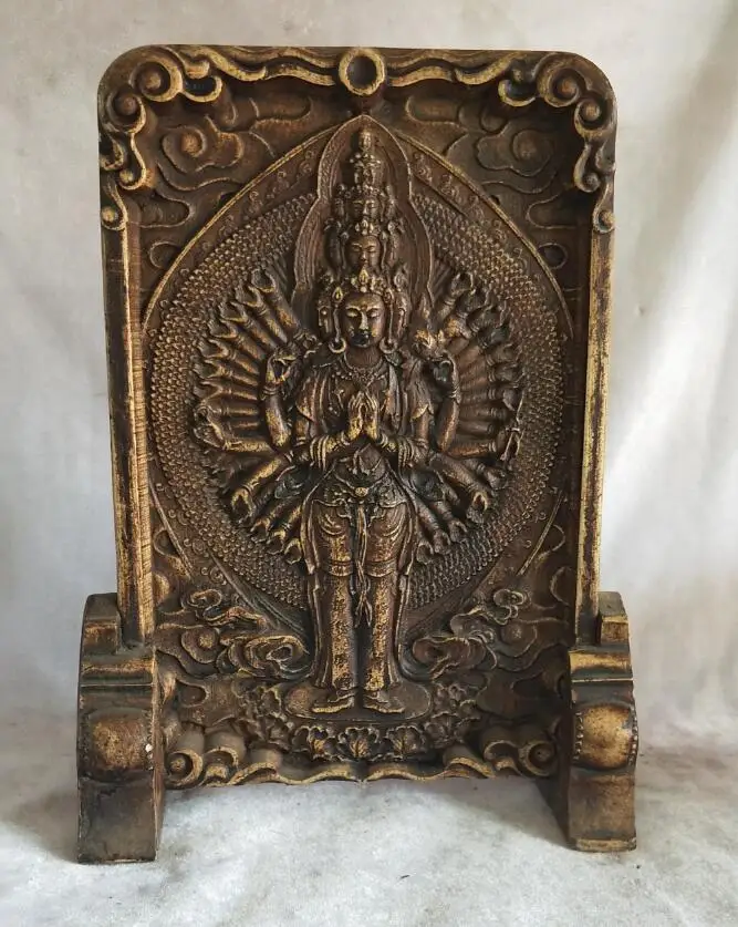 Kopen High24CM 9 INCH! Art Collection Chinese Oude Stenen Avalokitesvara Stand Standbeeld, woondecoratie traditionele Sculptuur
