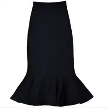 Женская юбка-карандаш размера плюс 3XL, модная, Ol, тонкая, облегающая, юбка, деловая, с оборками, с подолом, для девушек, офисная юбка