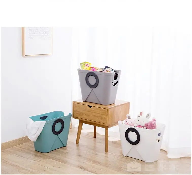سلال الغسيل المحمولة تعرقل القذرة صندوق تخزين ملابس سلة لعبة تخزين دلو سلة تخزين من البلاستيك الأزرق الأبيض رمادي