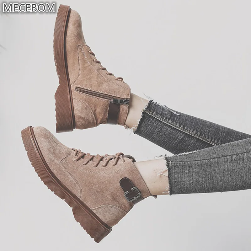 

Mecebom 3131W Casual Wedge Women Black Winter Snow Boots Platform Suede Ankle Female Warm Fur Plush Sapato Feminino Botas