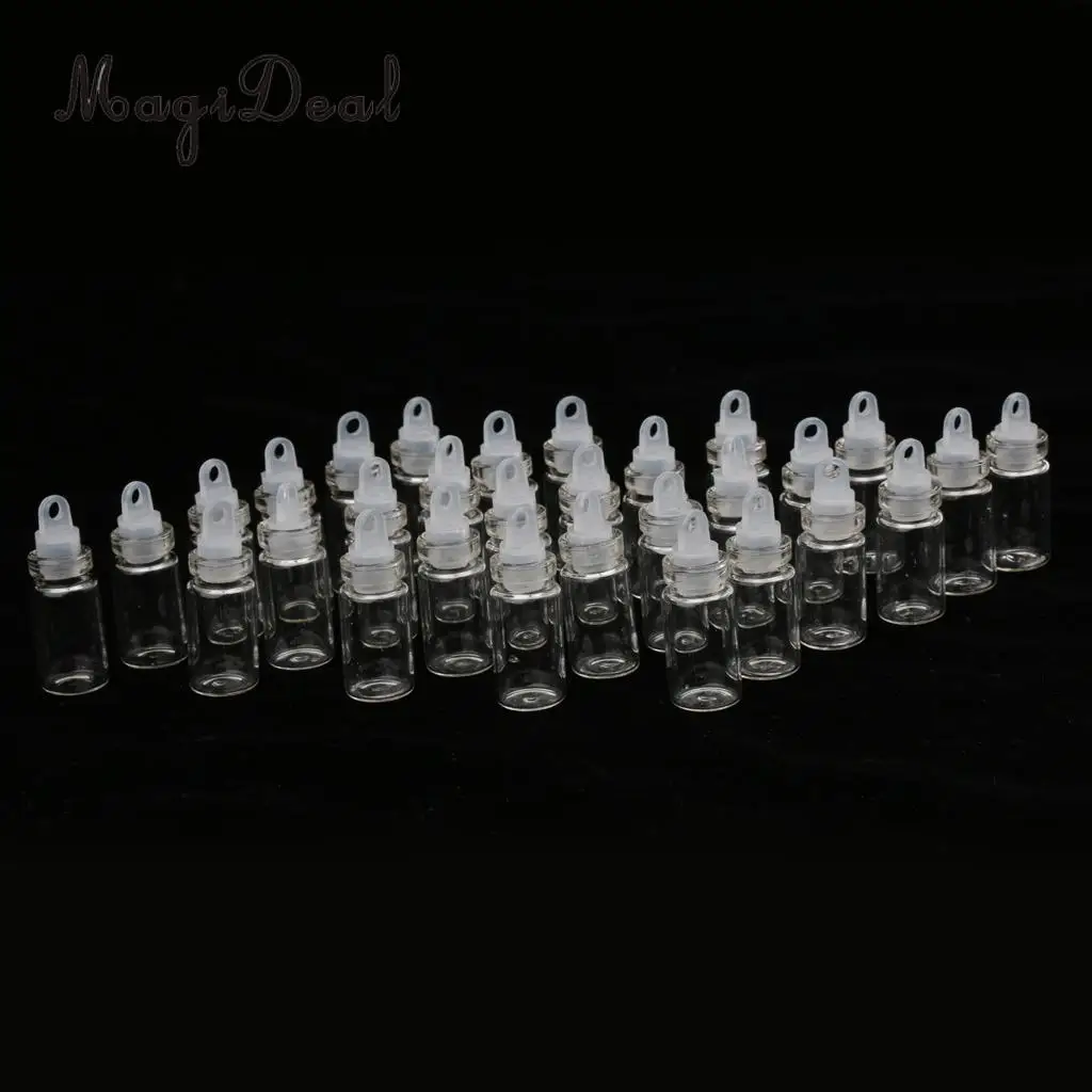 30 Pieces Mini Clear Glass Jars Essential Oil DIY Pendant Decoration Wishing Lucky Bottle - 1/2ml