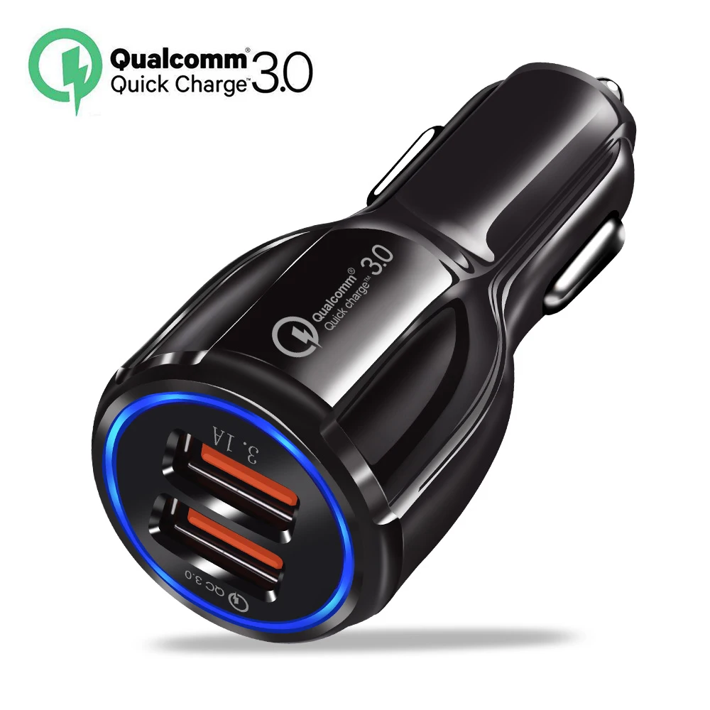 QC3.0 شاحن سيارة ثنائي USB 6A شحن 25 W سريعة تهمة 3.0 ل فون X شياو mi mi 9 سامسونج غالاكسي s6 HTC شحان محول QC3.0 شاحن سيارة ثنائي USB 6A شحن 25 W سريعة تهمة 3.0 ل فون X شياو mi mi 9 سامسونج غالاكسي s6 HTC شحان محول