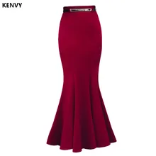 Kenvy Брендовые женские Модные высокого класса люкс Тонкий Высокая рюшами Лотос Русалка длинная юбка