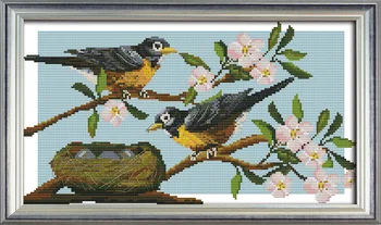 

New arrival Birds' expectation DMC Counted Chinese Cross Stitch Kits printed Cross-stitch set Embroidery Needlework