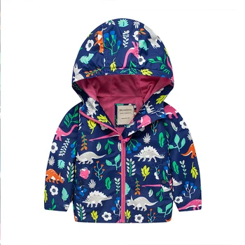 

M53 Spring Dinosaur print Outwear Autumn Child Thick Polar Fleece Lining Jacket Hoodies Keep Warm Girl Waterproof Boy Coat Tops
