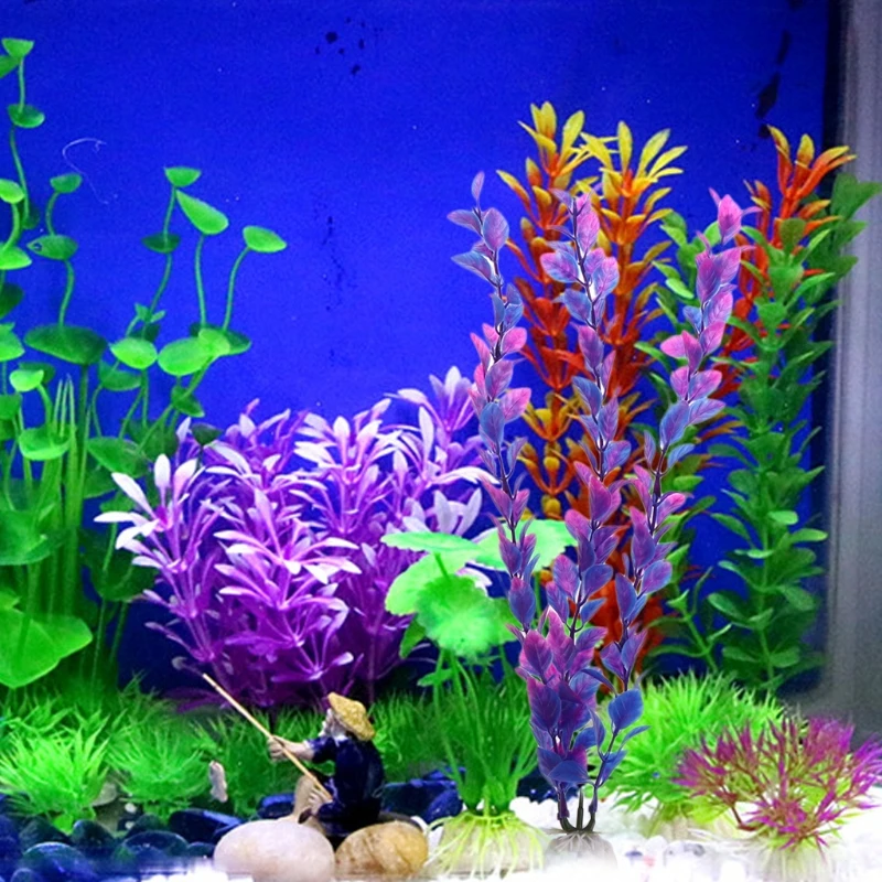 3Pcs Purple Aquarium Grama Artificial Fish Tank Underwater Fish Water