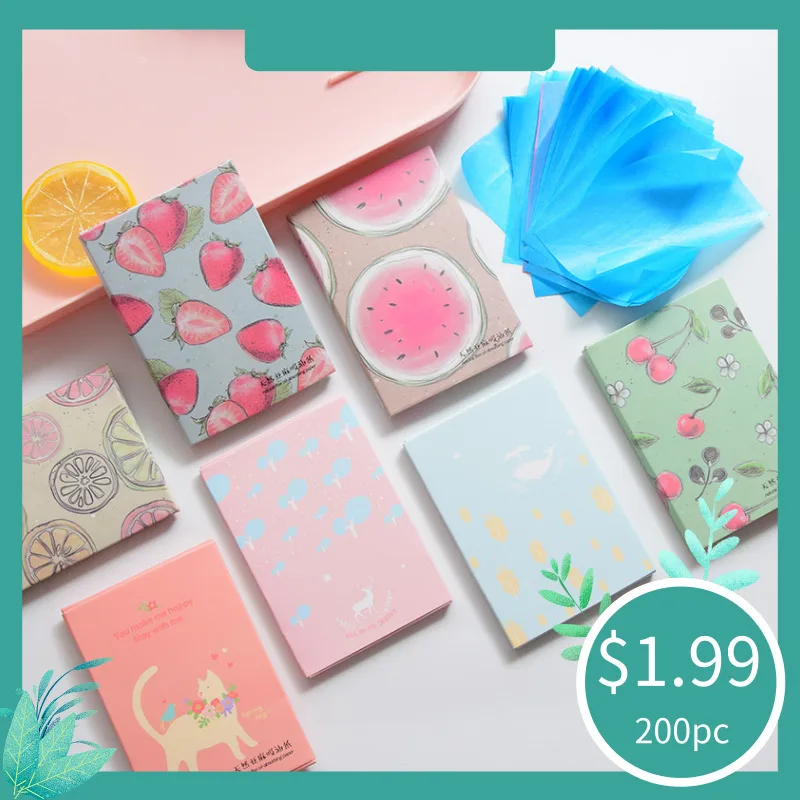

200sheets/pack Absorbent Paper Oil Control Wipes Makeup Cleansing Summer Blotting Facial Oil Shrink Pore Face Cleaning Tool